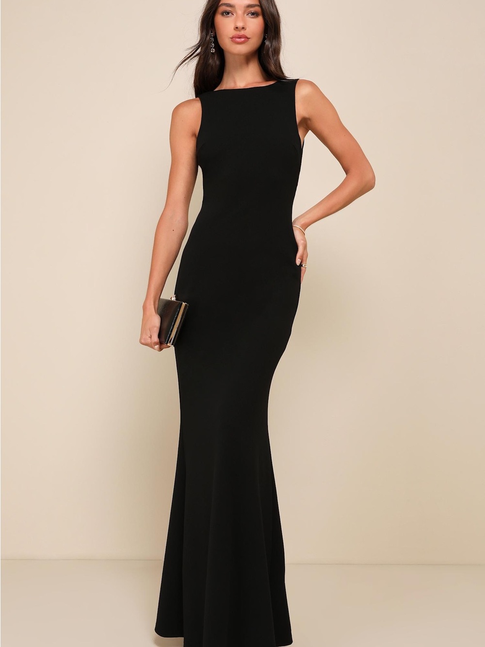 Lulu’s Love In Your Eyes Black Knotted Mermaid Maxi Dress